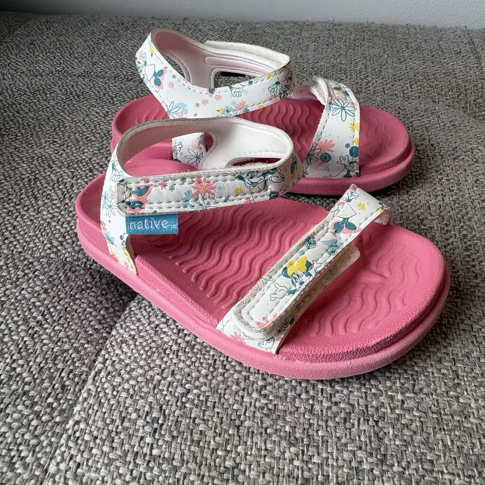 Native&Disney‎ Toddler Sandals Shoes Charley Pink Floral Cartoon Sz5C